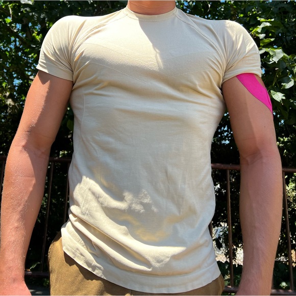 ALPHALETE MEN NUDE BEIGE WORKOUT T SHIRT WORKOUT GYM SHIRT LIGHTWEIGHT GYM SPORT - Picture 2 of 16